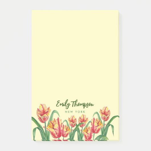 Waterverf gele papegaaiachtigen post-it® notes (Voorkant)