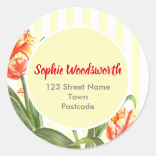 Waterverf gele papegaaien Floral Art Stripes Ronde Sticker