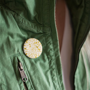 Waterverf gele penseelstreken ronde button 3,2 cm