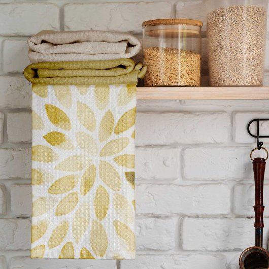 Waterverf gele penseelstreken theedoek