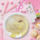 Waterverf Gele Pioen Namen Bruiloft Papieren Bordje (Feest)