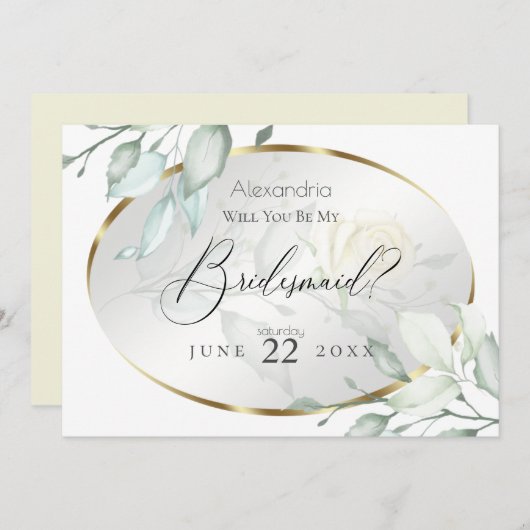 Waterverf Gele roos Mijn Bridesmaid Kaart (Voorkant / Achterkant)