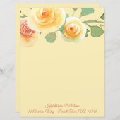 Waterverf Gele Rose Border Stationery (Voorkant / Achterkant)