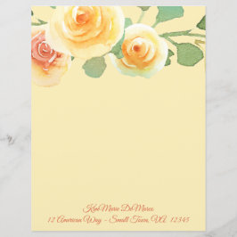 Waterverf Gele Rose Border Stationery