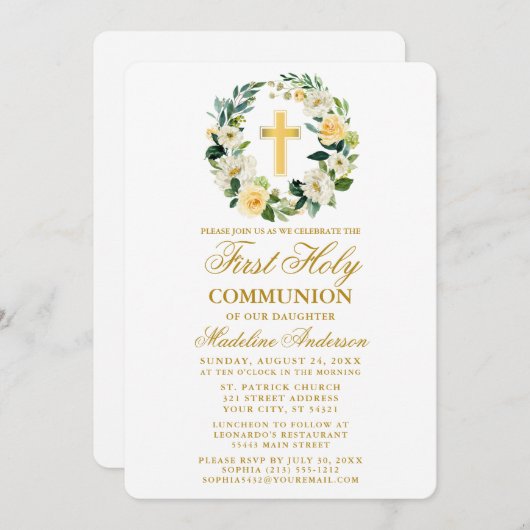 Waterverf gele rozen, eerste gemeenschap kaart (Voorkant / Achterkant)