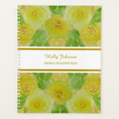 Waterverf Gele Rozen Gouden Bloemstuk Weekplanner Planner (Voorkant)