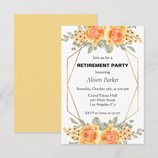 Waterverf gele rozen kaart (Voorkant / Achterkant)