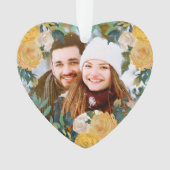 Waterverf Gele rozen Paar met kerstfeest Ornament (voorkant)