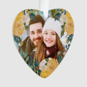 Waterverf Gele rozen Paar met kerstfeest Ornament (voorkant)