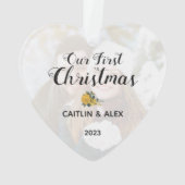 Waterverf Gele rozen Paar met kerstfeest Ornament (achterkant)