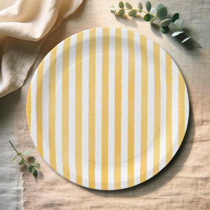 Waterverf Gele Strepen Italiaanse Baby Shower Papieren Bordje
