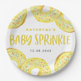 Waterverf Gele Strooidonuts Baby Strooi Papieren Bordje
