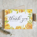 Waterverf Gele Tuin Rozen Lijst bruiloft Bedankkaart<br><div class="desc">Stuur dank u met deze aanpasbare bruiloft dank u kaart. Het beschikt over geel waterverf tuin rozen met een grillig script. Personaliseer door namen en berichten toe te voegen. Deze gele bloemenbedankkaart is perfect voor lente- en zomerevenementen zoals bruiloften,  verjaardagen en douches. Overeenkomende objecten zijn beschikbaar.</div>