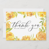 Waterverf Gele Tuinrozen Frame Bruiloft Bedankkaart (Voorkant)