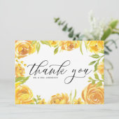 Waterverf Gele Tuinrozen Frame Bruiloft Bedankkaart (Staand voorkant)