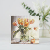 Waterverf gele tulpen kaart (Staand voorkant)