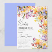 Waterverf Gele Vinablomen Baby Shower Kaart (Voorkant / Achterkant)