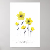 Waterverf Gele Wilde Bloemen Poster (Voorkant)