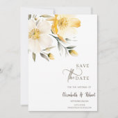 Waterverf Gele Witte Bloemen Bewaar De Datum Save The Date (Voorkant)