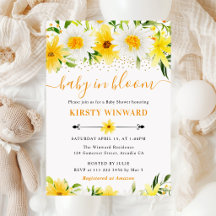Waterverf Gele Zomerbloemen Baby Shower