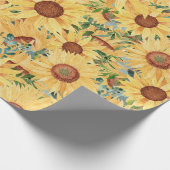 Waterverf Gele zonnebloem en -bladeren Cadeaupapier (Hoek)