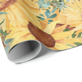Waterverf Gele zonnebloem en -bladeren Cadeaupapier (Rol Hoek)