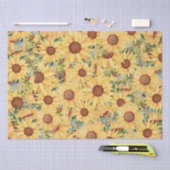 Waterverf Gele zonnebloem en -bladeren Tissuepapier (Craft)