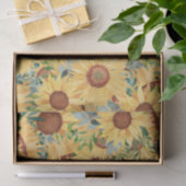 Waterverf Gele zonnebloem en -bladeren Tissuepapier (Geschenk)