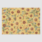 Waterverf Gele zonnebloem en -bladeren Tissuepapier (Voorkant)