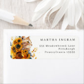 Waterverf gele zonnebloem en kat etiket (Insitu)