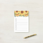 Waterverf - Gele zonnebloem - lijst Post-it® Notes (Op bureau)