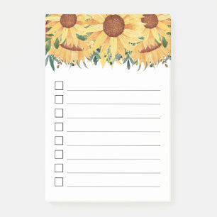 Waterverf - Gele zonnebloem - lijst Post-it® Notes