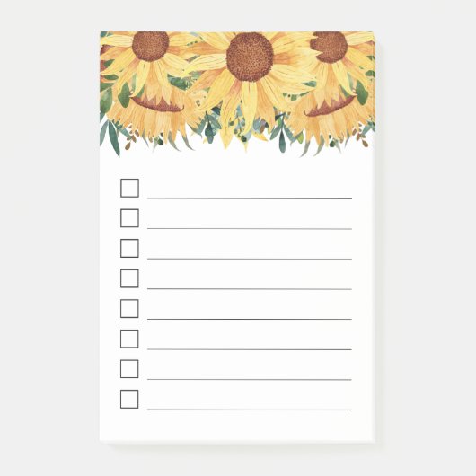 Waterverf - Gele zonnebloem - lijst Post-it® Notes (Voorkant)