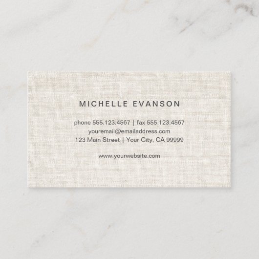 Waterverf Gele Zonnebloem Logo op Rustiek Linnen Visitekaartje (Achterkant)