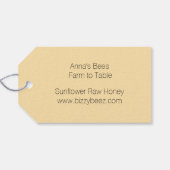 Waterverf Gele Zonnebloem met Label van bijen Cadeaulabel (Achterkant Horizontaal)