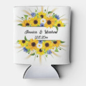 Waterverf gele zonnebloem natuur bruiloft blikjeskoeler (Voorkant)