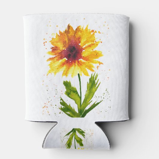 Waterverf gele zonnebloem natuur bruiloft blikjeskoeler (Achterkant)