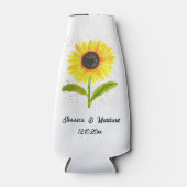 Waterverf gele zonnebloem natuur bruiloft flesjeskoeler (Voorkant)