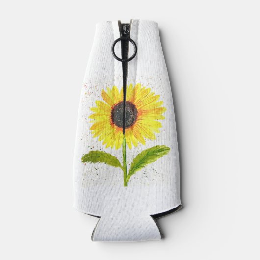 Waterverf gele zonnebloem natuur bruiloft flesjeskoeler (Achterkant)