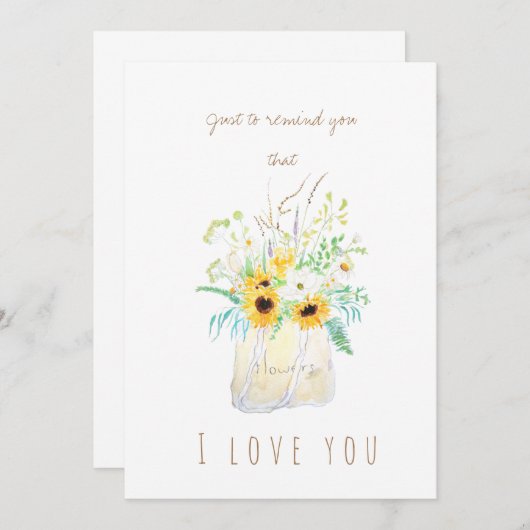 waterverf gele zonnebloem wenskaart kaart (Voorkant / Achterkant)