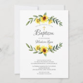 Waterverf Gele Zonnebloemen Doop Kaart (Voorkant)