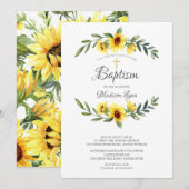 Waterverf Gele Zonnebloemen Doop Kaart (Voorkant / Achterkant)