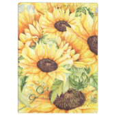 Waterverf Gele Zonnebloemen Greenery Klembord (Achterkant)