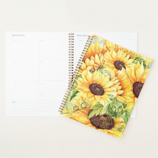 Waterverf Gele Zonnebloemen Greenery Planner (Display)