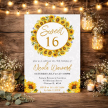 Waterverf Gele Zonnebloemen Krans Sweet 16