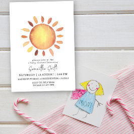 Waterverf Gelige Zonneschijn Baby Shower Kaart
