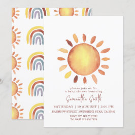Waterverf Gelige Zonneschijn Baby Shower Kaart
