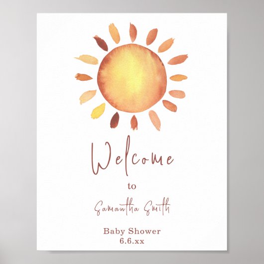 Waterverf Gelige Zonneschijn Welkom Poster (Voorkant)