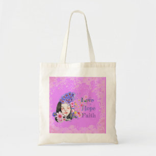 waterverf geloof hoop liefde tote bag