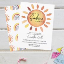 Waterverf Gelukkige Gele Zonneschijn Baby Shower